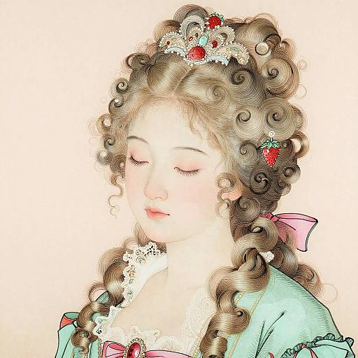 Rococo Girl with Strawberry Blonde Hair