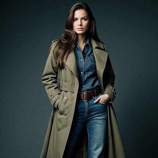 Realistic Woman in Military Coat Portrait