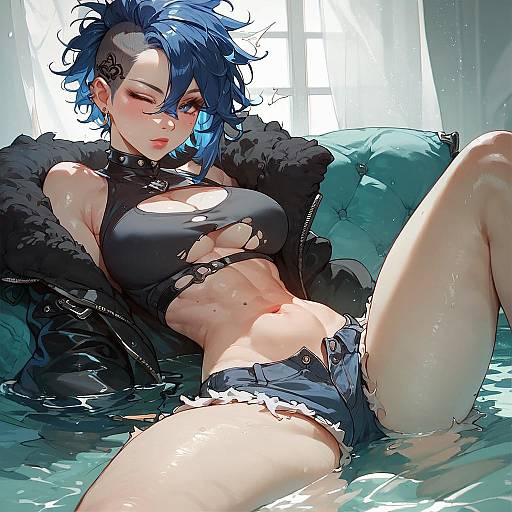 Aesthetic Punk Girl in Stomach Interior