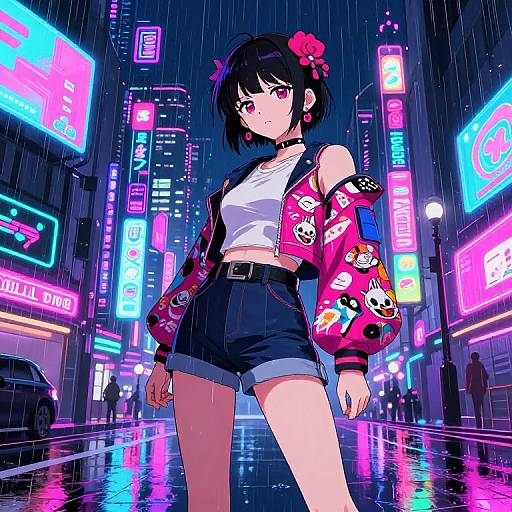 Vibrant Japanese Y2K Cyberpunk Cityscape