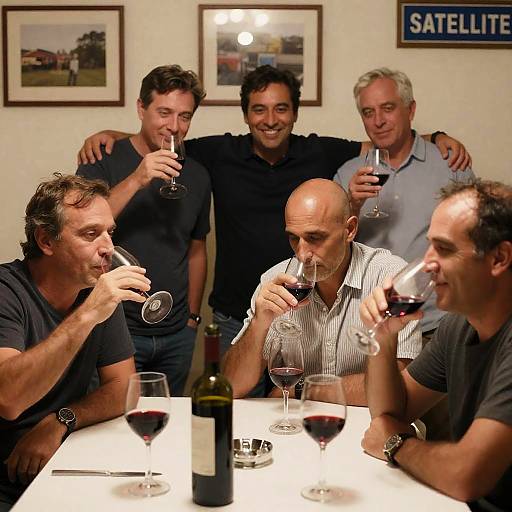 Five Friends Enjoying Wine Together