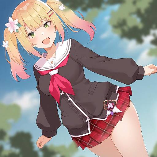 Illustration of Momosuzu nene (casual), hololive in the style of Nakamura yukitoshi