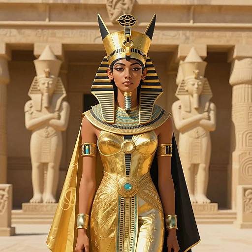 Elegant Egyptian Woman in Gold and Black