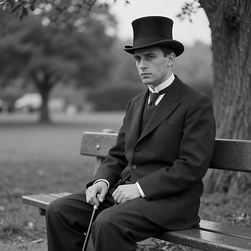 Elegant Man on a Bench in Nature