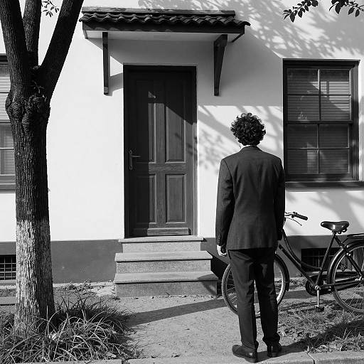 Moody Black-and-White Portrait in Shadows