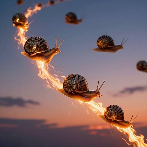 Clockwork Snails in Twilight Sky