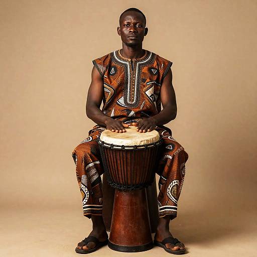Realistic West African Drummer Portrait