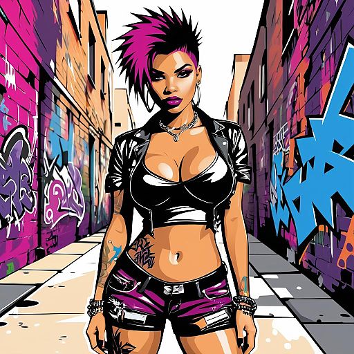 Punk Rock Hip-Hop Girl in Graffiti Alley