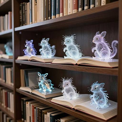 Fiber-Optic Bookshelf with Living Creatures