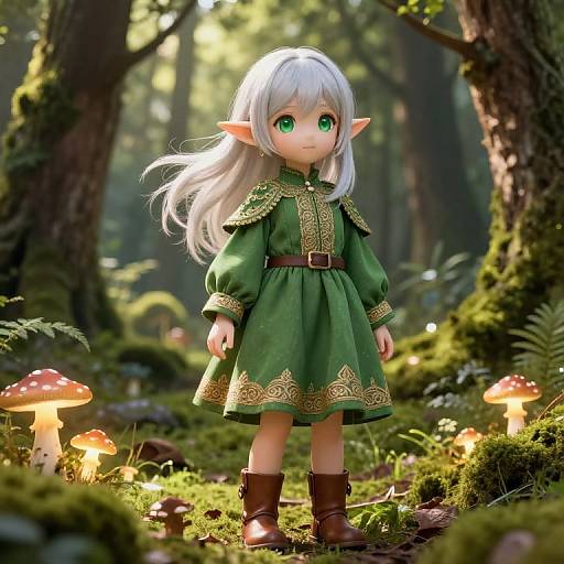 Ethereal Elf Girl in Enchanted Forest