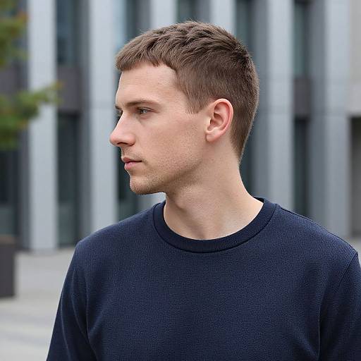 Stylish Buzz Cut Mullet Urban Portrait