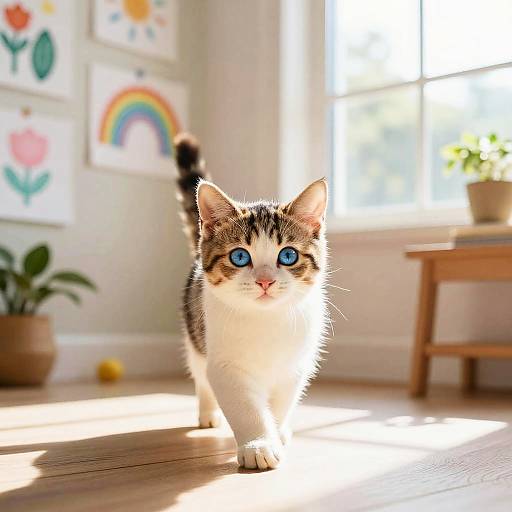 Playful Calico Kitten in Art Corner