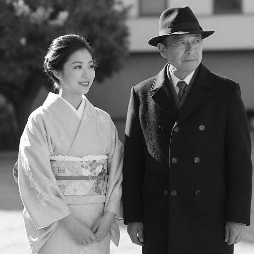 Elegant Black-and-White Outdoor Portrait