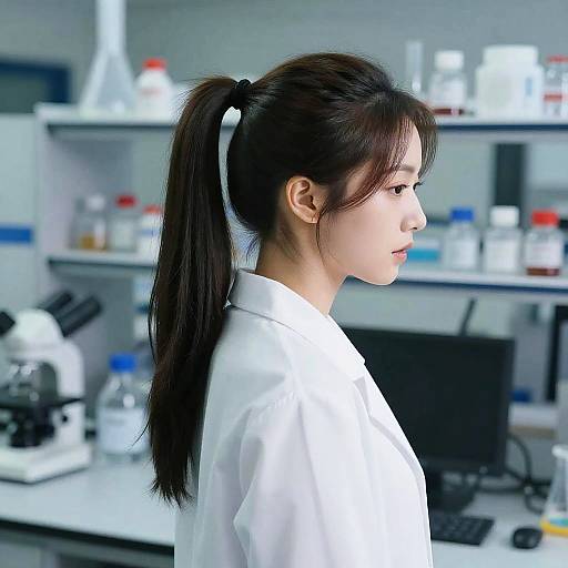 Female Scientist with High Ponytail