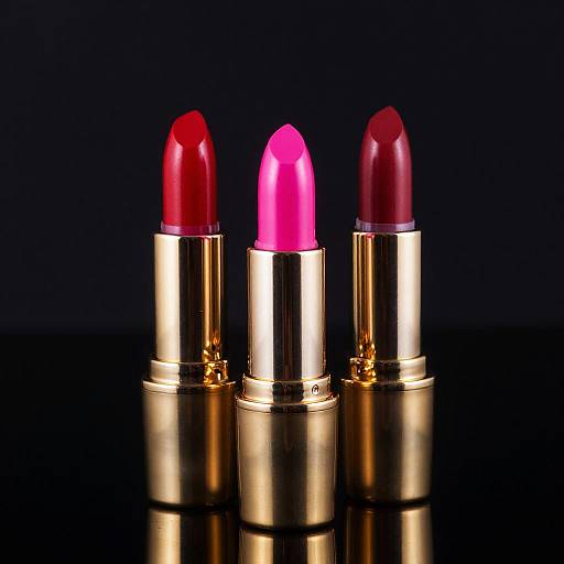 Three Colorful Lipsticks with Gold Bases