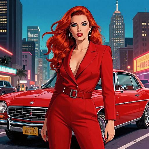 Vibrant Retro Noir Woman in City