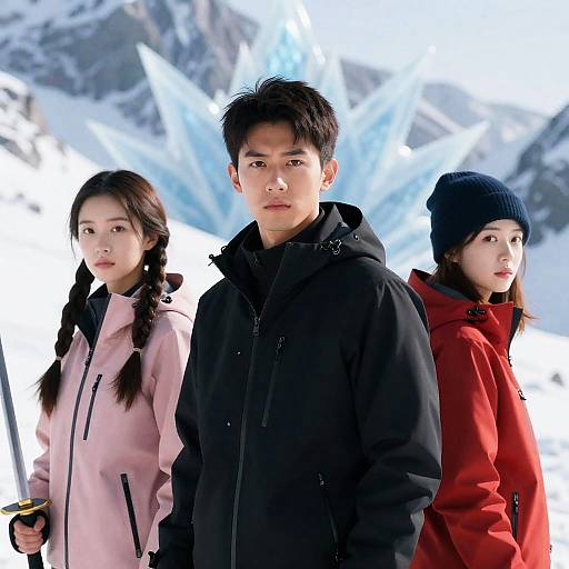 Intense Portrait Against Snowy Mountains