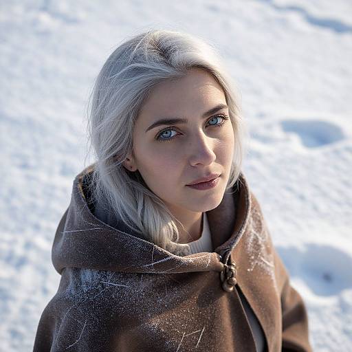 Serene Middle Eastern Woman in Snow