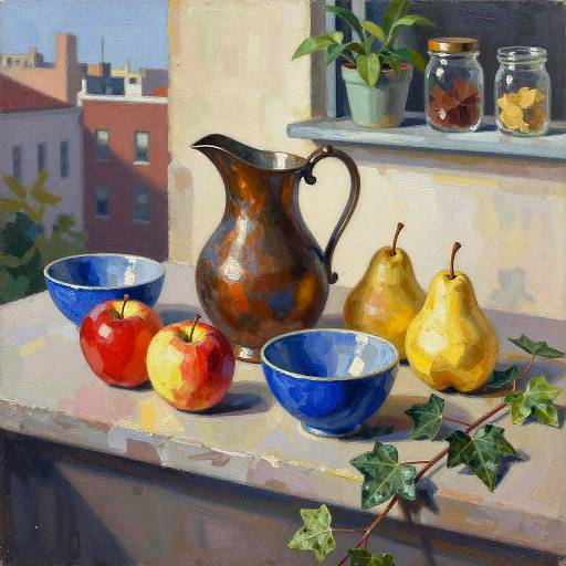 Modernist Cubist Still Life on City Loft Ledge