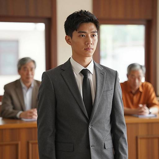 Focused Young Man in Formal Setting