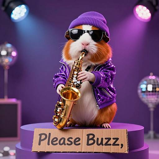 Cool Guinea Pig Saxophonist on Pedestal