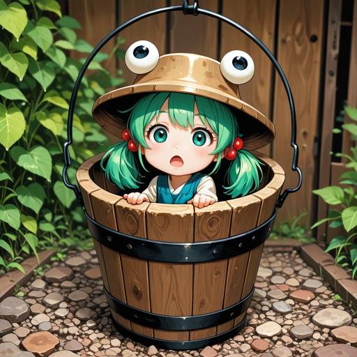 Chibi Girls with Colorful Hair in Bucket