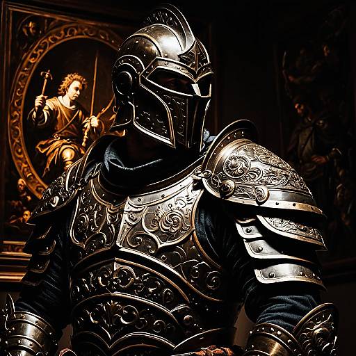 Intricate Bronze Armor in Chiaroscuro