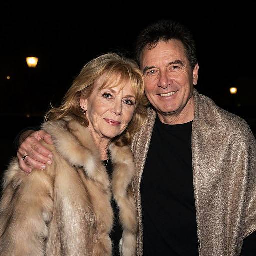 Smiling Older Couple in Fur Coat and Shawl