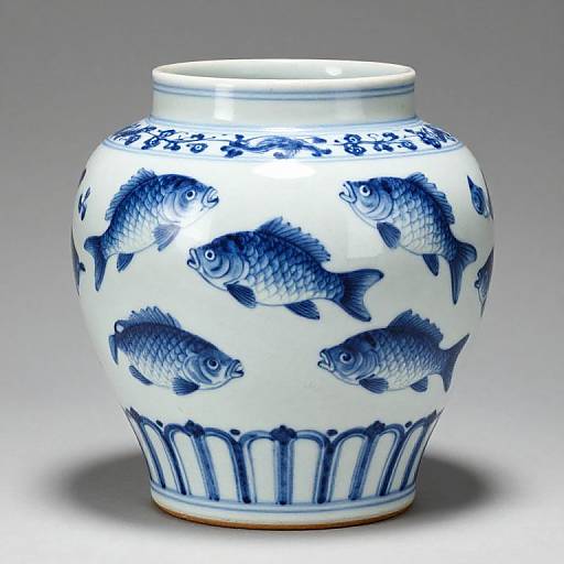 Chinese Ming Wu Cai Porcelain Fish Pot