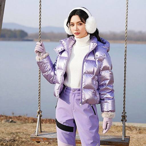 Petite Woman in Chic Winter Manga