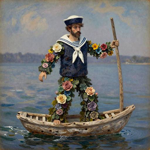 Seaweed Sailor in Monet's Style