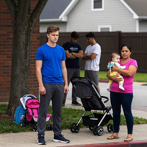 Serious Street Scene with Family Dynamics