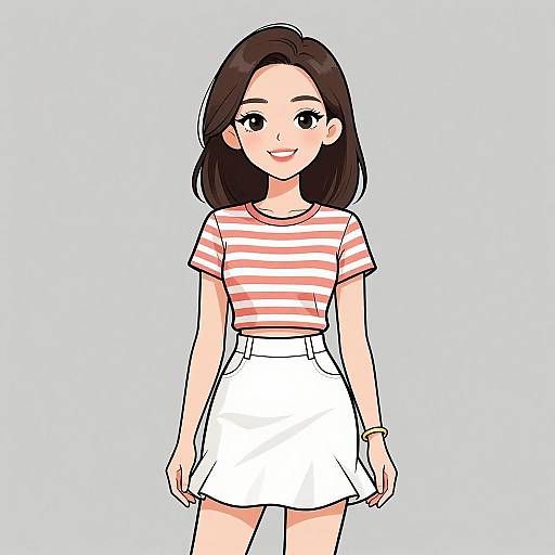 Smiling Woman in Casual Chic Outfit