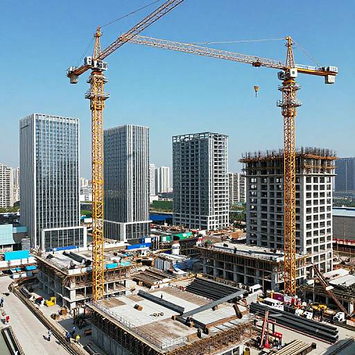 Aerial View of Bustling Construction Site