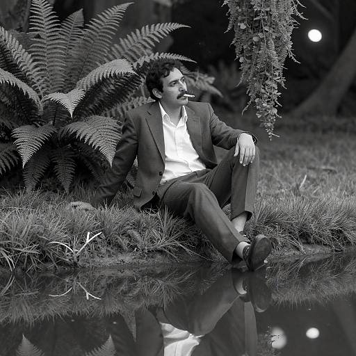 Relaxed Gentleman by Reflective Pond