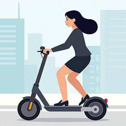 Businesswoman on Electric One-Wheel Scooter