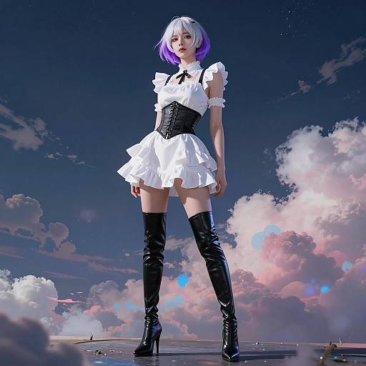 Dark Fantasy Female Character in White Dress