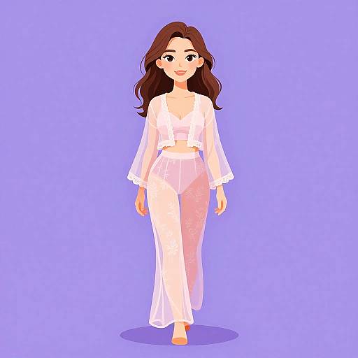 Elegant Sheer Mesh Pastel Outfit