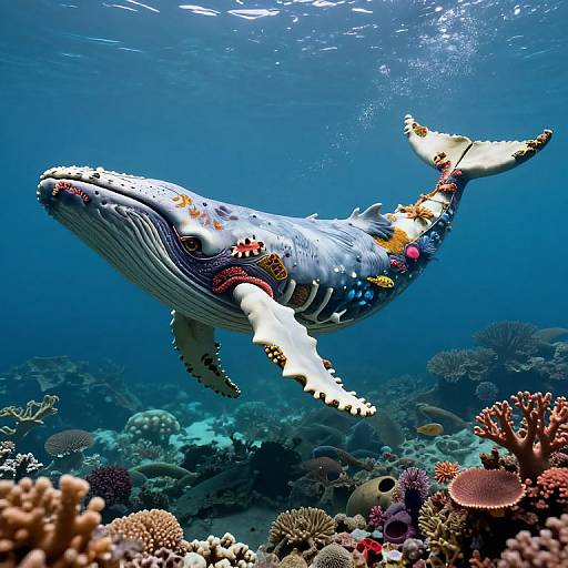 Surreal Whale Skeleton Underwater Tableau