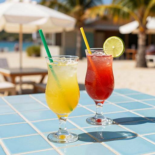 Tropical Colorful Cocktails by the Beach