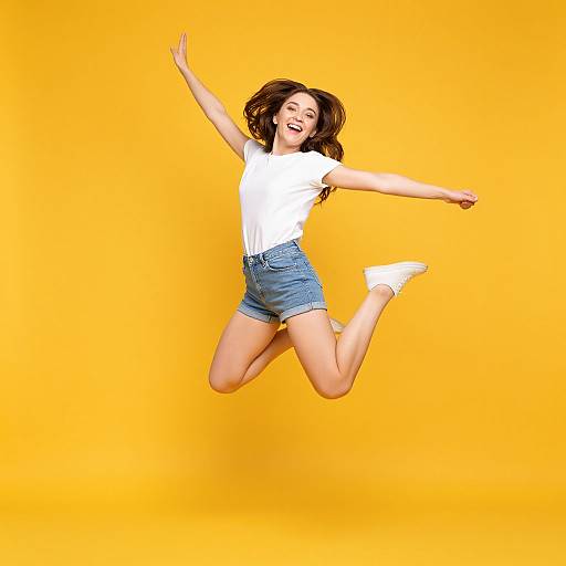 Joyful Young Woman Jumping