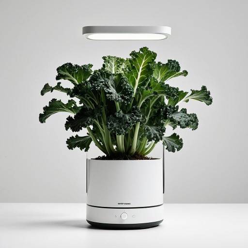 Hydroponic Kale in Modern White Planter