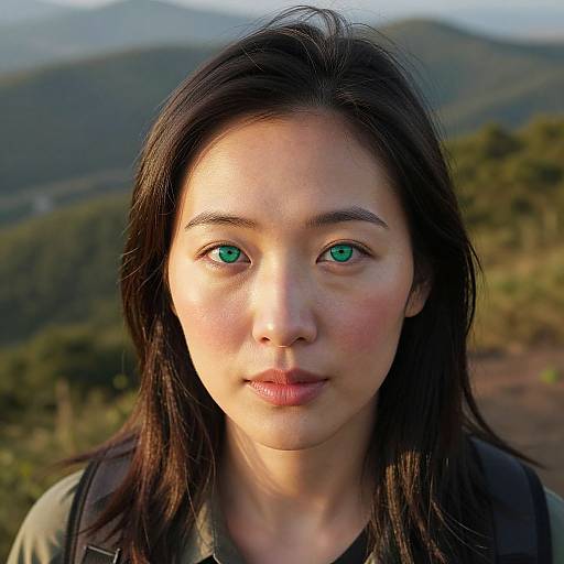 Photorealistic Aerial Portrait of East Asian Woman