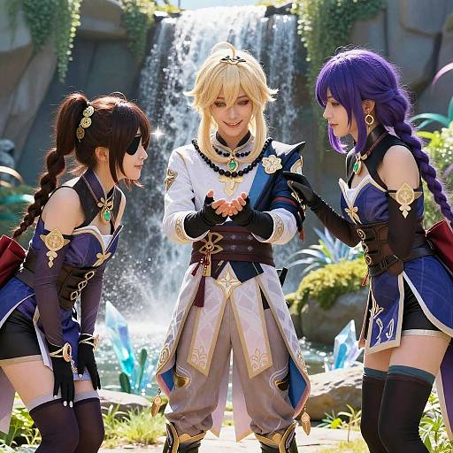 Genshin Impact Cosplayers by Waterfall
