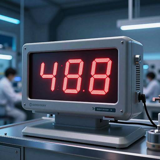 High-Tech Lab with Bold Digital Clock