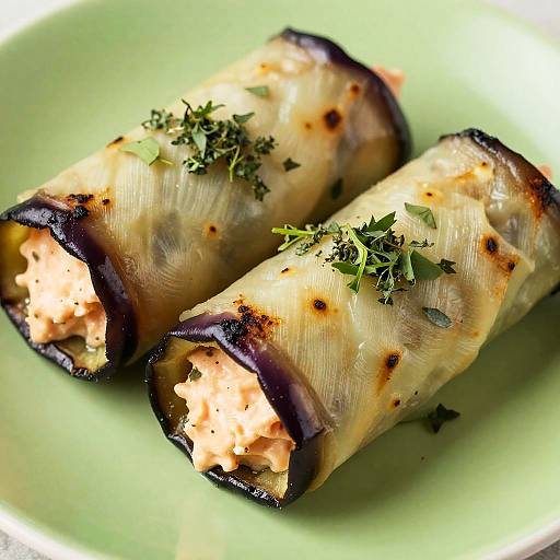 Vibrant Eggplant Rolls Close-Up
