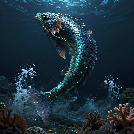 Bioluminescent Mythical Sea Creature Tail