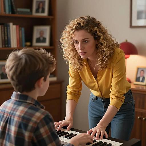 Intense Moment: Woman and Piano Boy