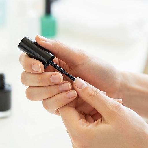 Close-Up Hands Applying Nail Polish