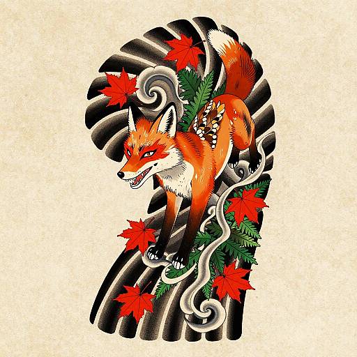 Anime Irezumi Swift Fox Tattoo